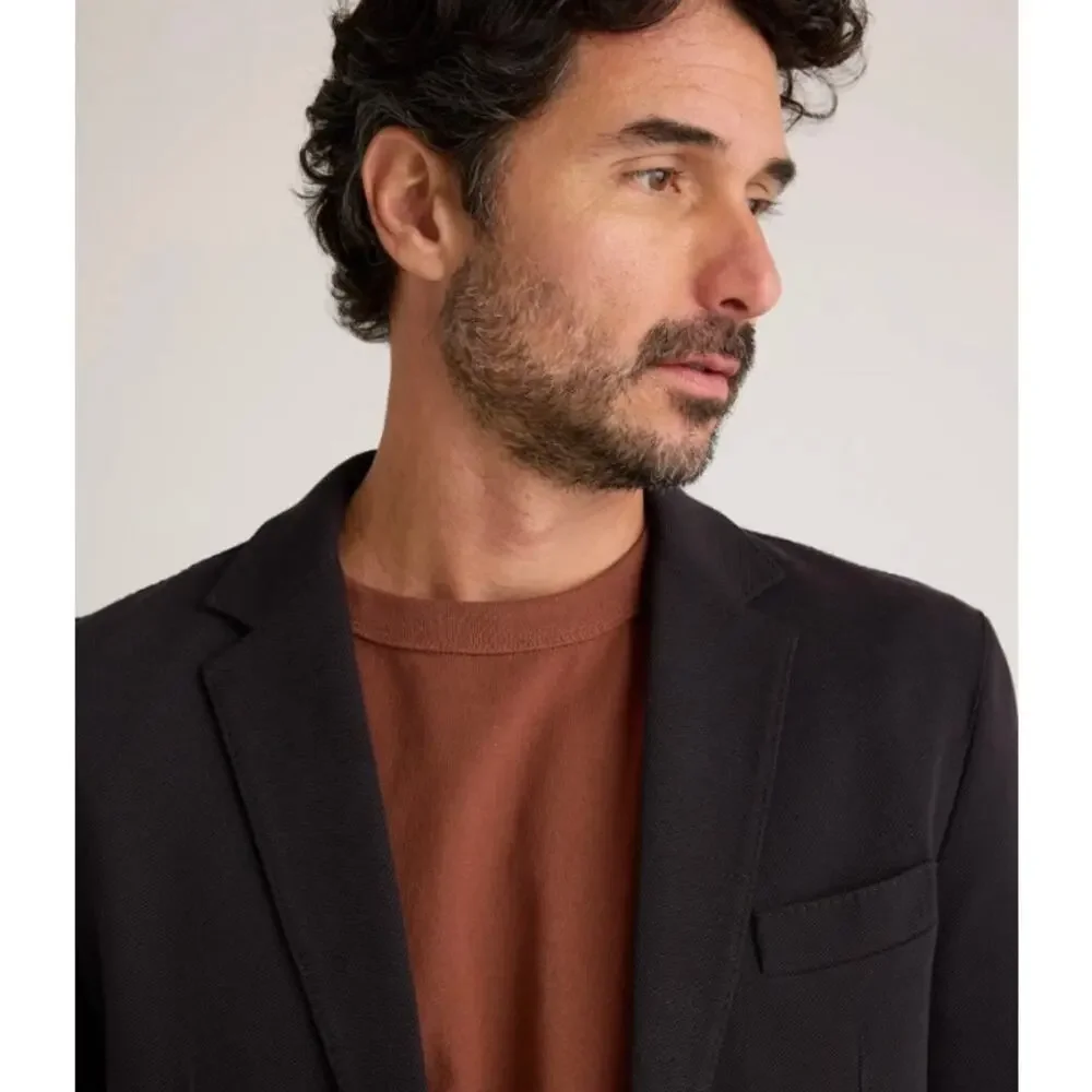 New! Quince Men's Cotton Pique Knit Blazer Black Sz Large